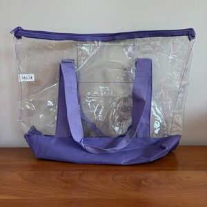 Dalix Clear Tote Bag Purple Stadium Approved Zippered PVC Shoulder Bag ST-060